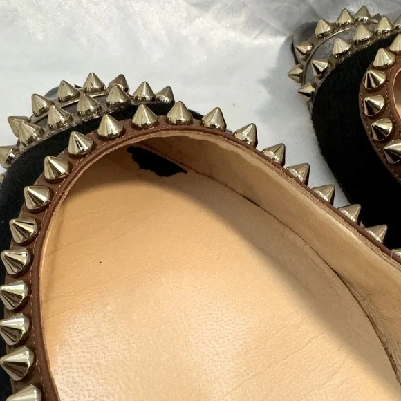 Christian Louboutin Calf Hair & Suede Spiked Malabar Hill Ballet Flats - Picture 5 of 10